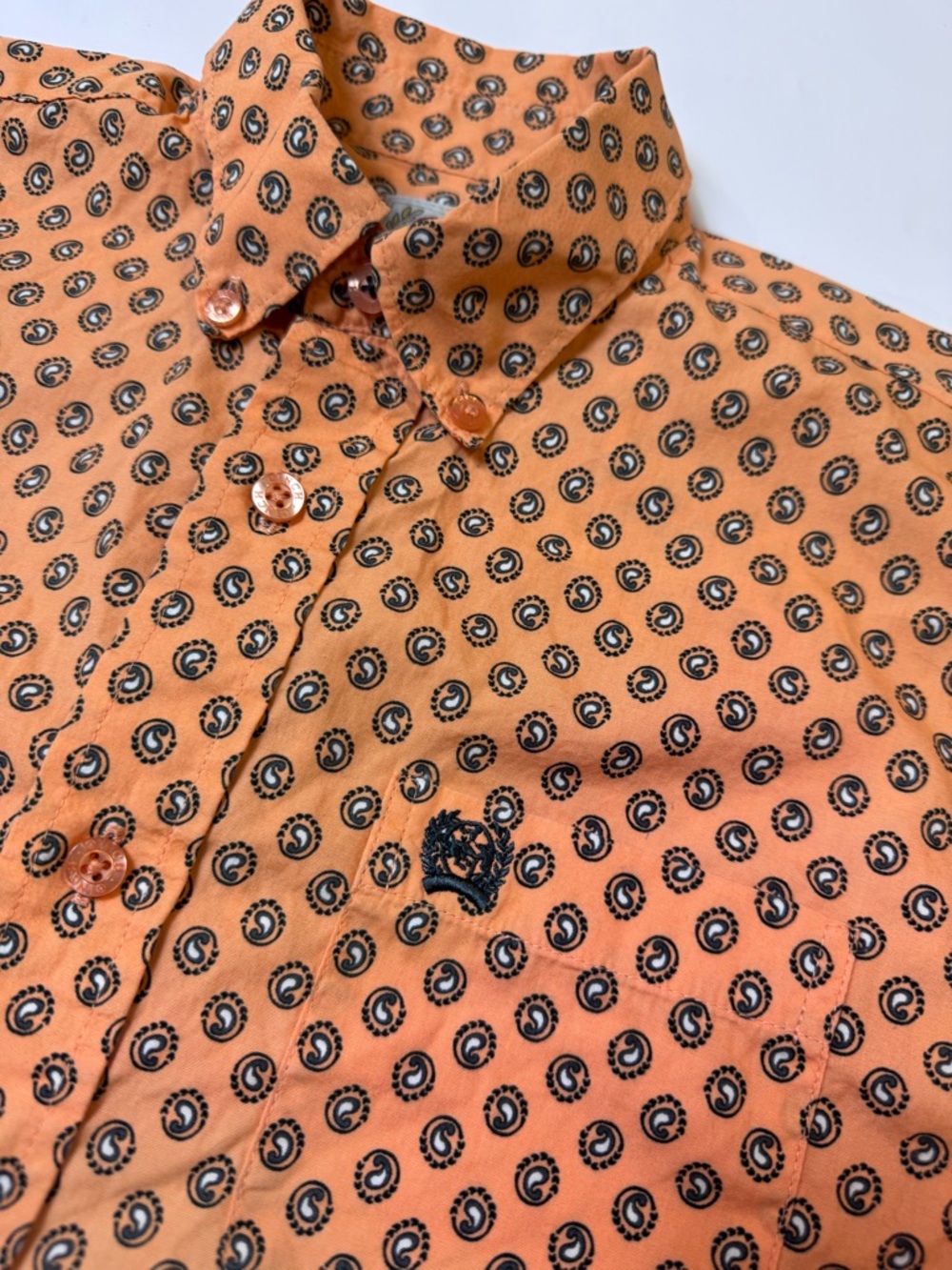 Cinch Orange Button-Down Shirt paisley Pattern size 10
